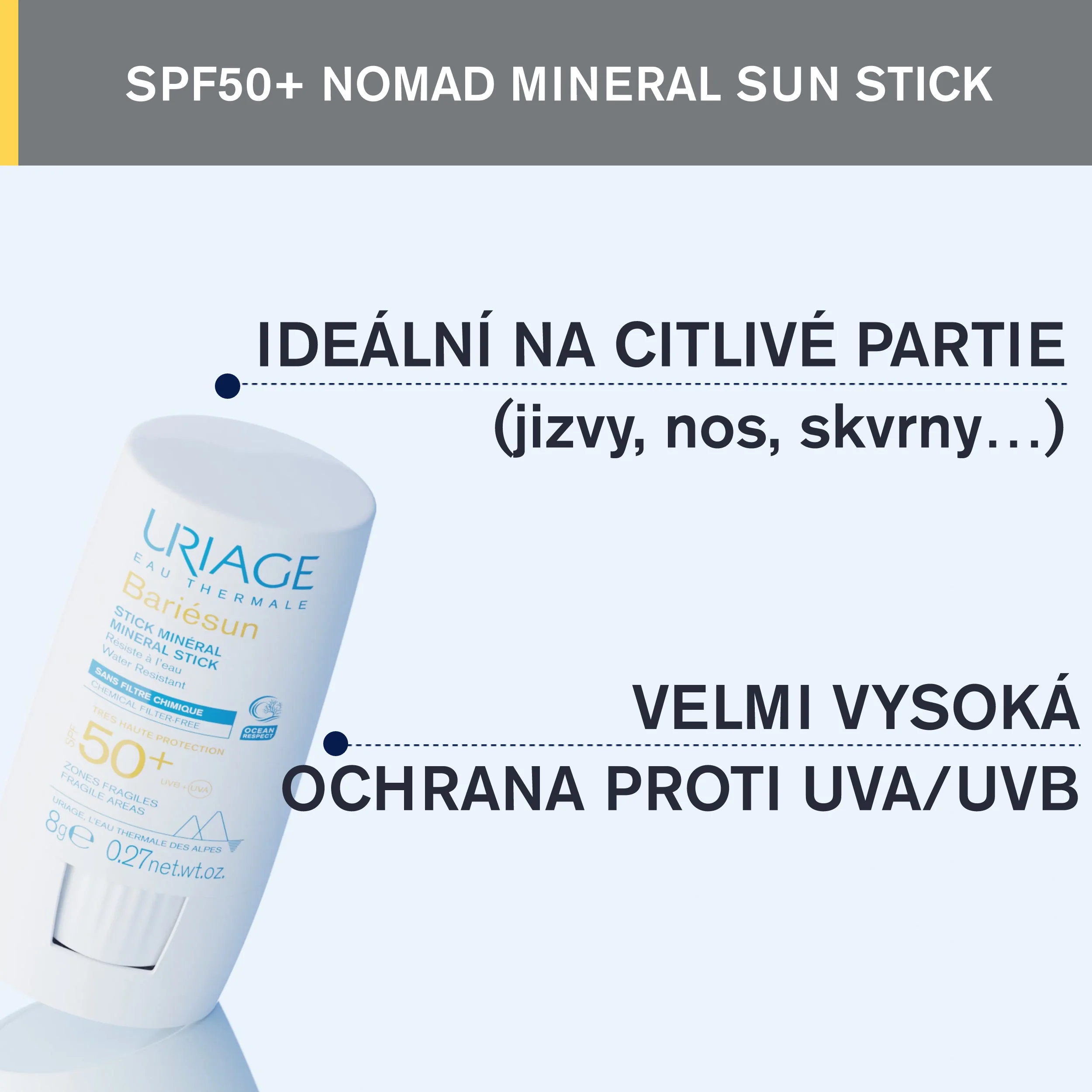 Uriage Bariésun Minerální tyčinka SPF 50+ 8 g
