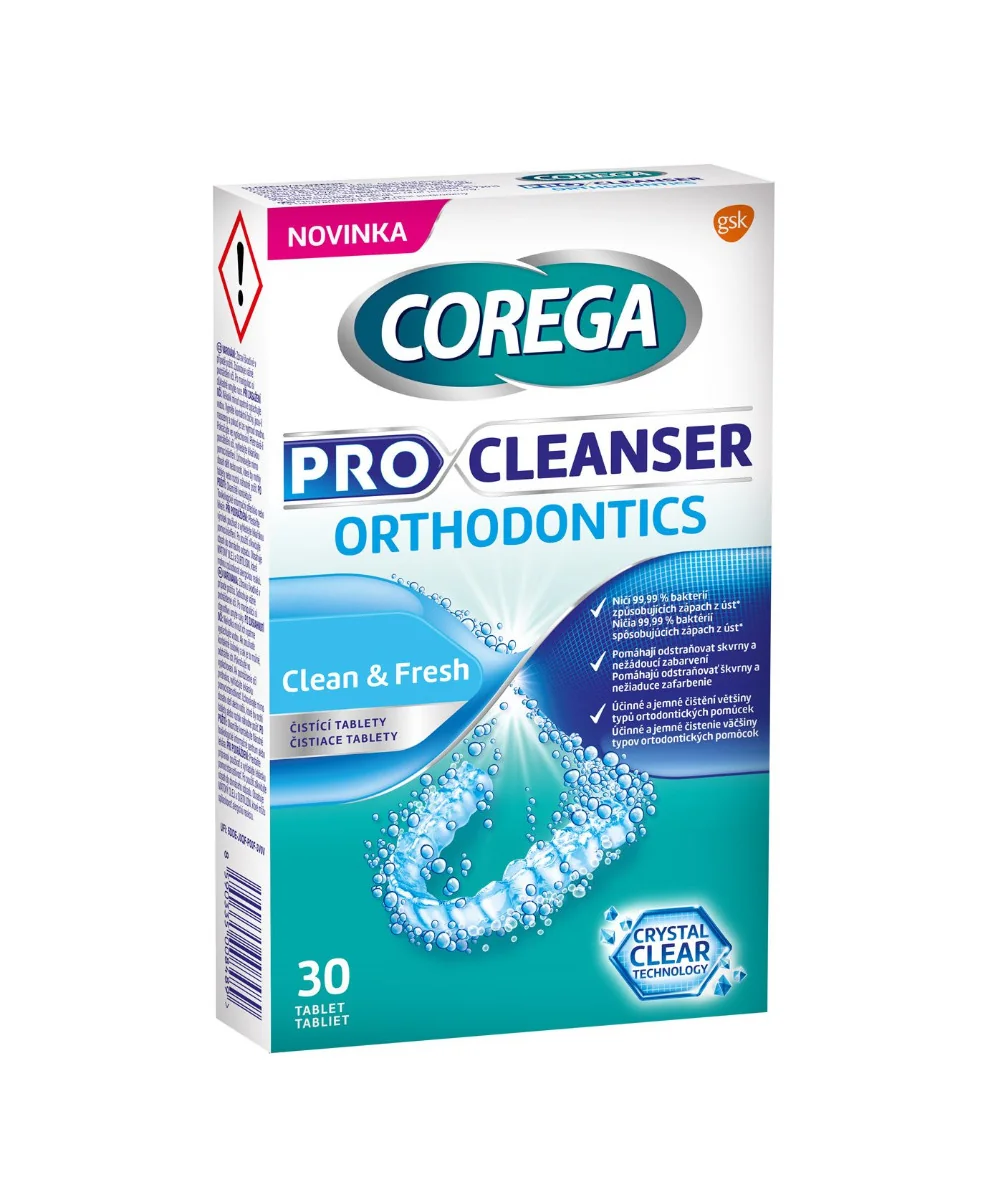 Corega Pro Cleanser Orthodontics čisticí tablety 30 ks