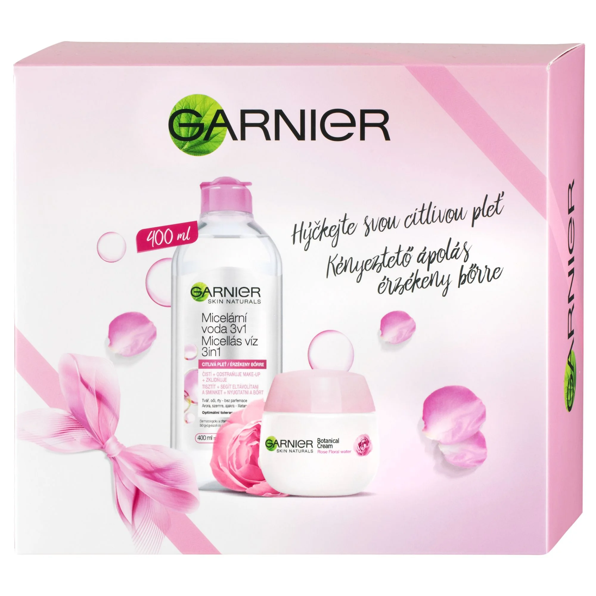 Garnier Vánoční balíček Skin Rose Sensitive micelární voda + krém