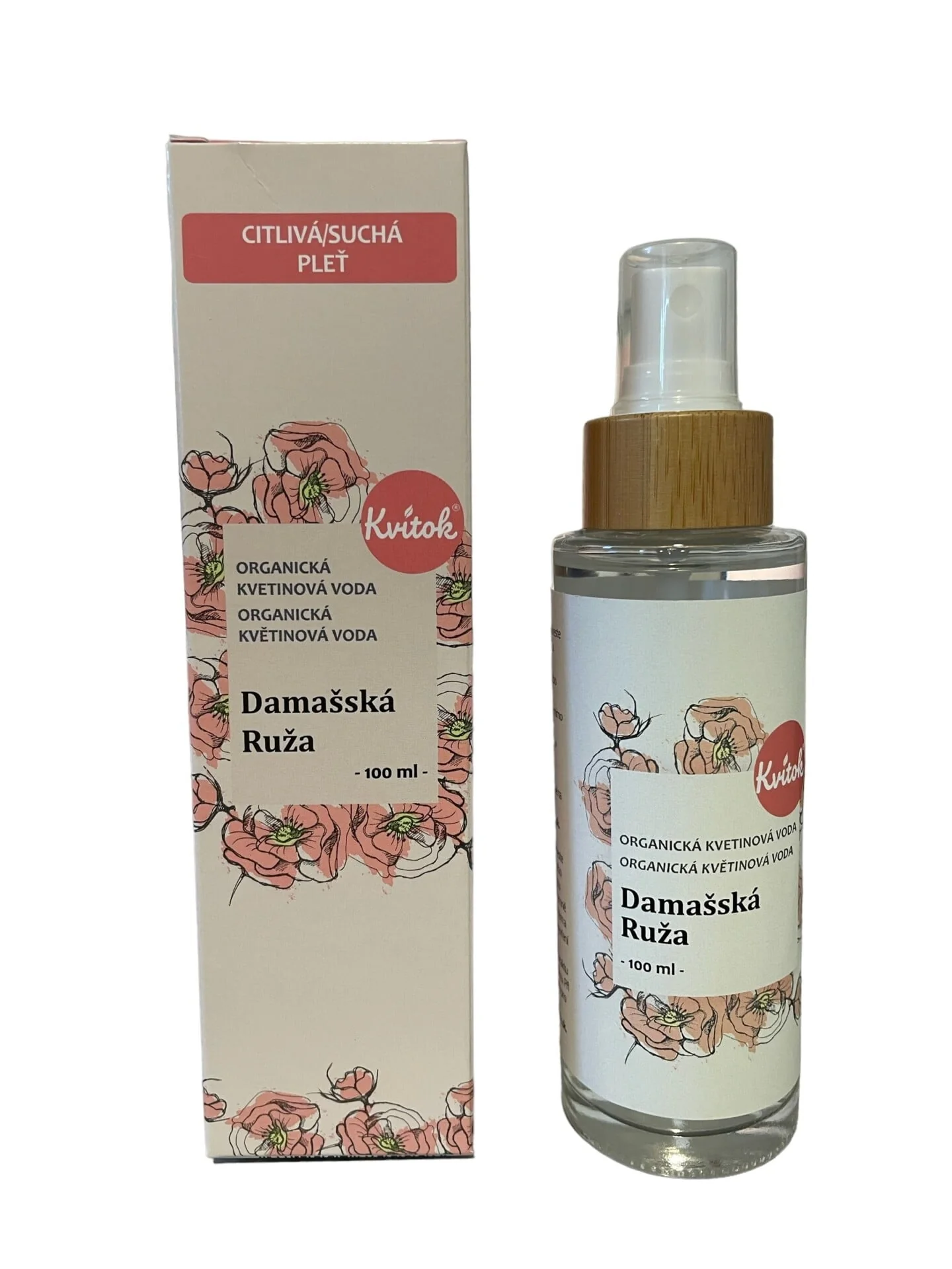 Kvitok Květová voda damašská růže BIO 100 ml