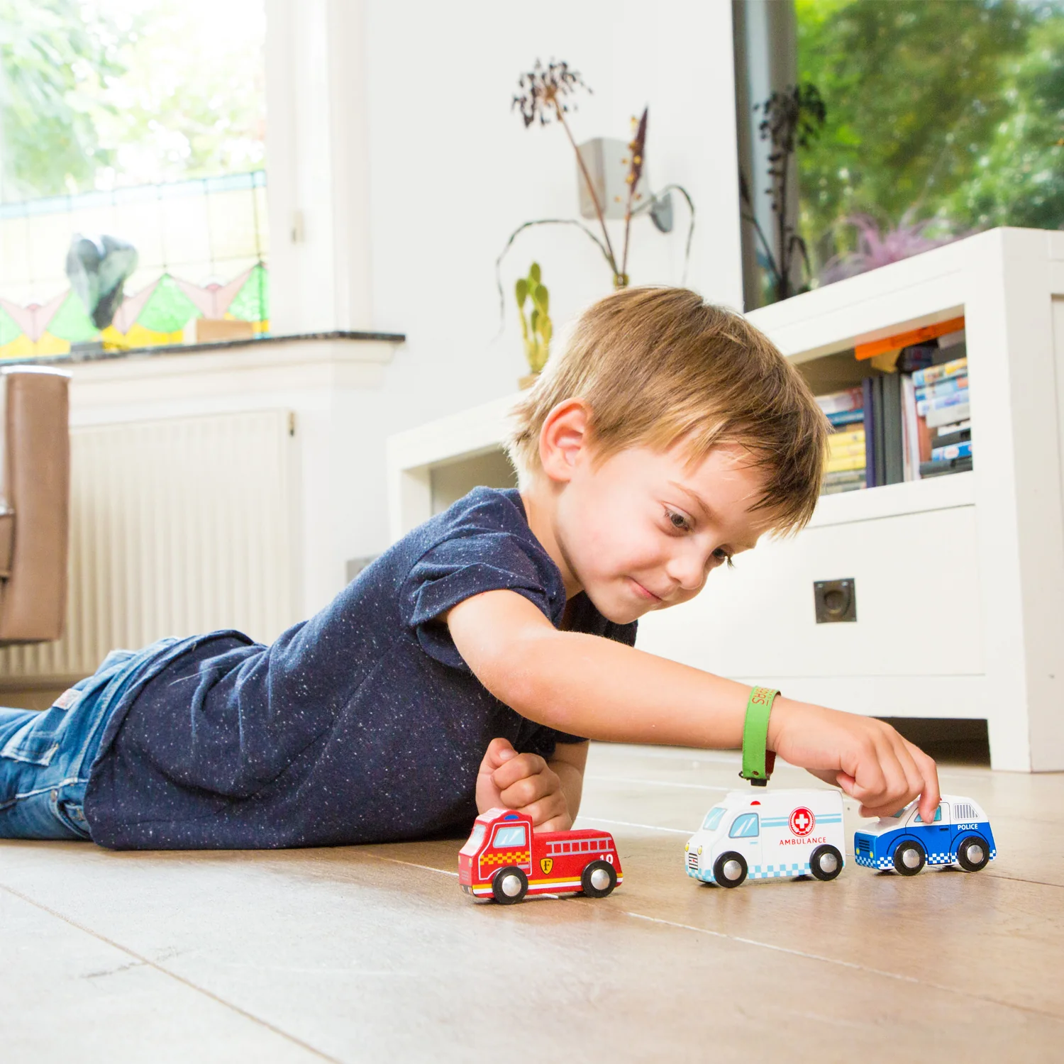 New Classic Toys Sada dřevěných mini záchranářských vozidel - 3 ks