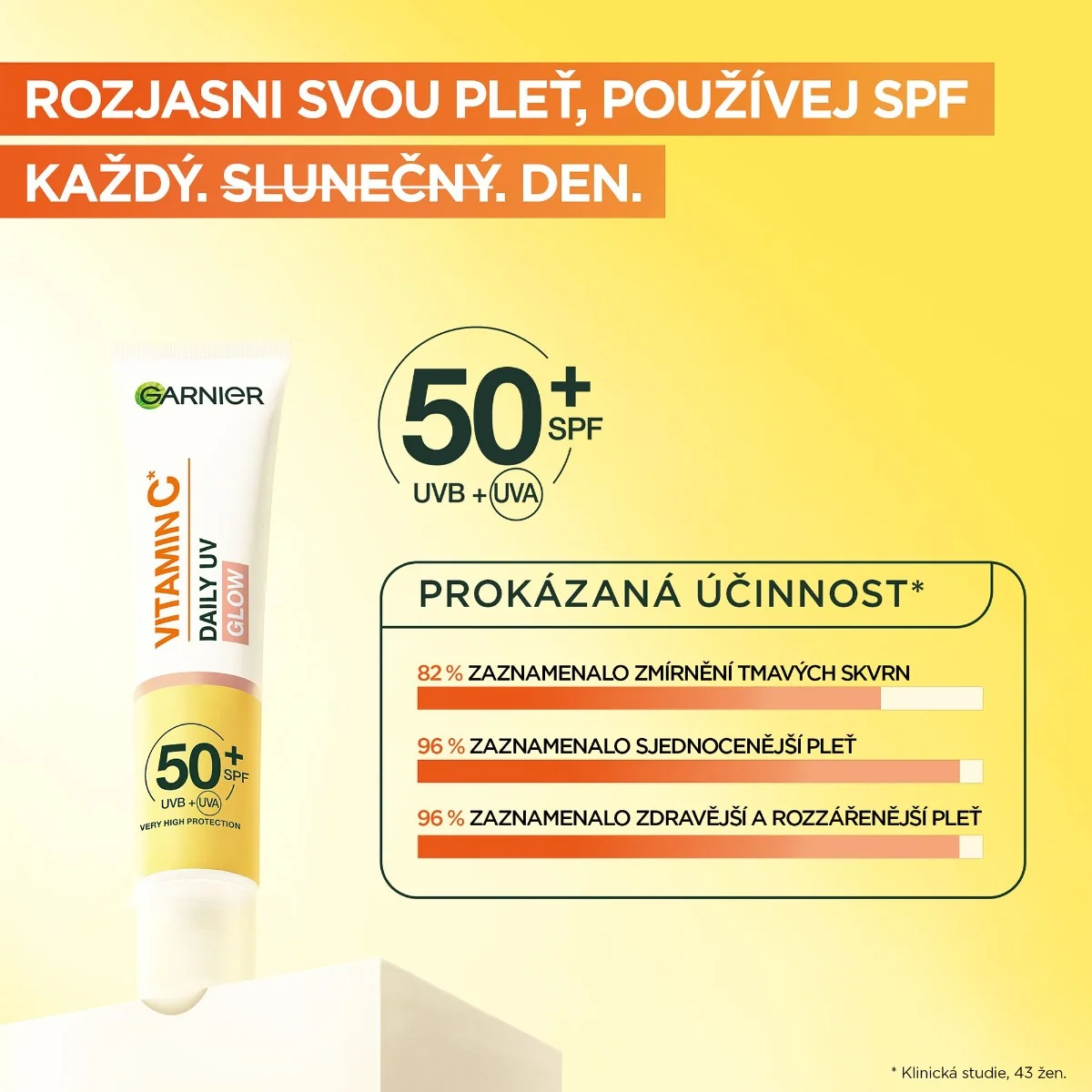 Garnier Skin Naturals Vitamin C Denní rozjasňující UV fluid Glow SPF50+ 40 ml