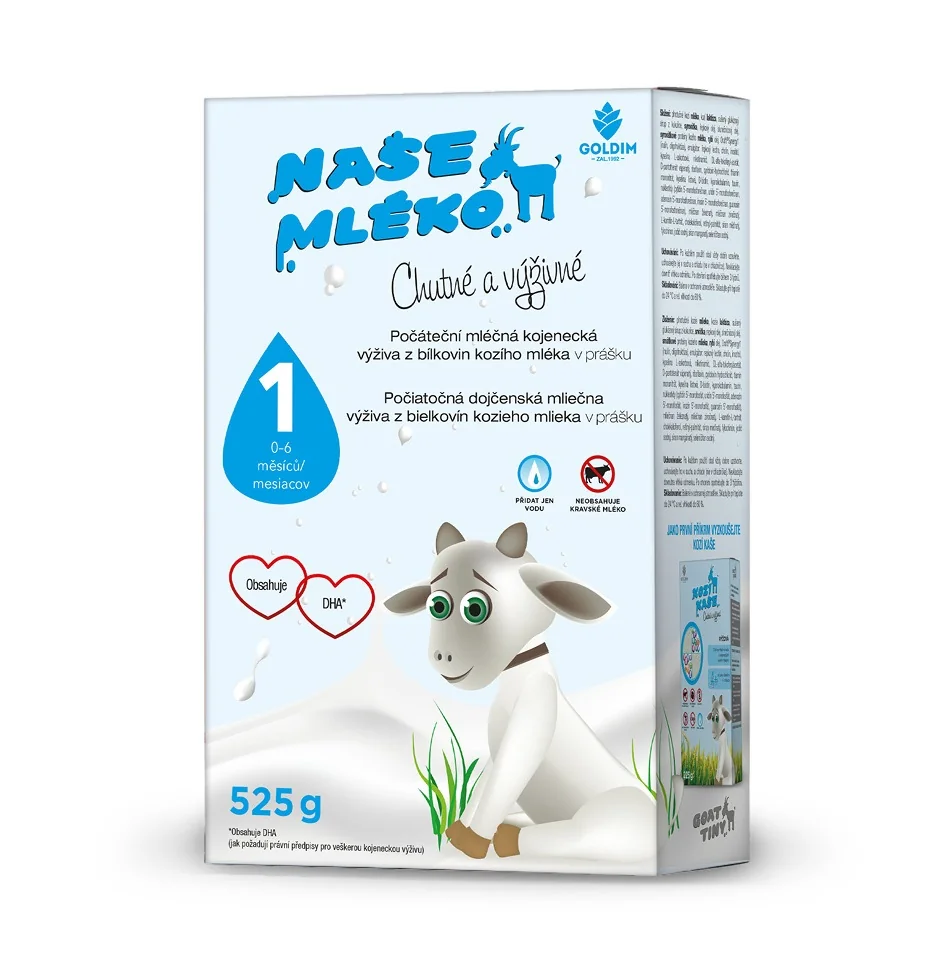 Naše mléko 1 Počáteční mléčná kojenecká výživa 0–⁠⁠⁠⁠⁠⁠6m 525 g