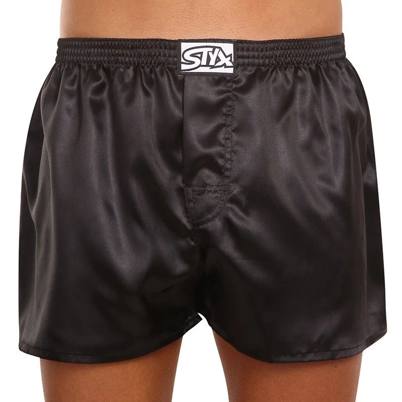 Styx 3PACK pánské trenky klasická guma saténové černé (3C0960) L