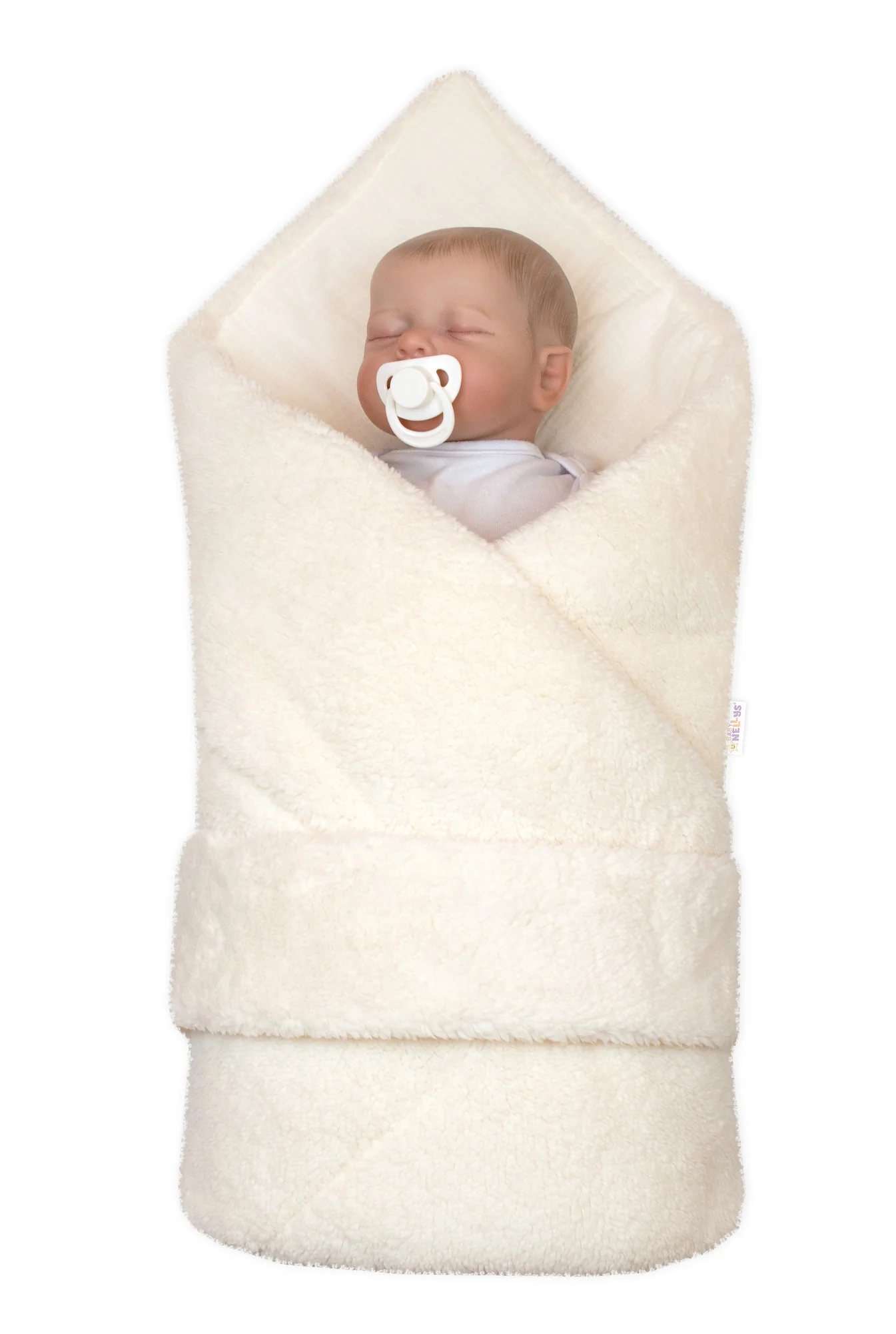 Baby Nellys Luxusní oboustranná zavinovačka/deka/podložka se stuhou, smetanová