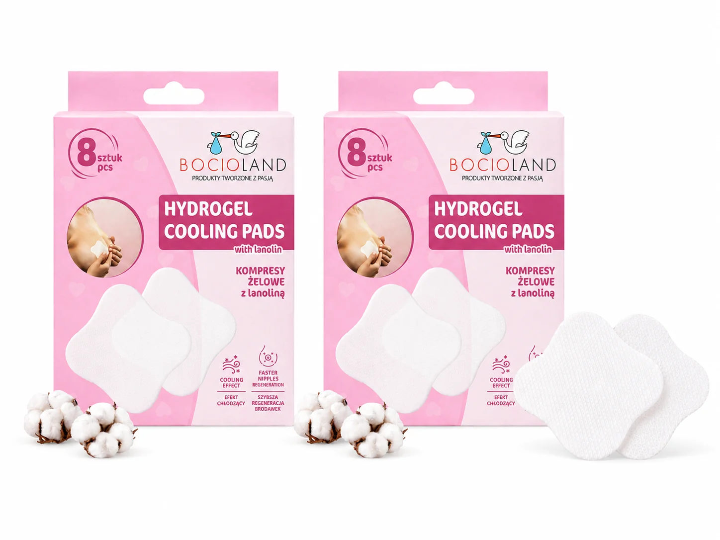 BocioLand Komplet 2x Hydrogelové kojicí vložky s lanolinem - 2x 8 ks