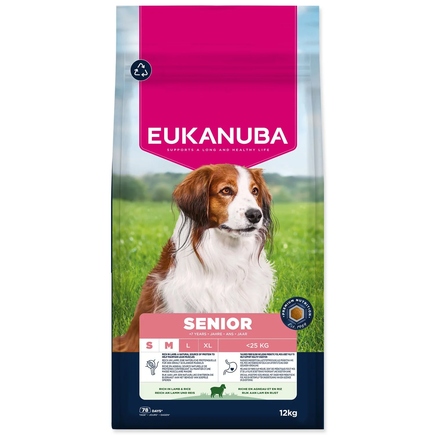 Eukanuba Krmivo Senior Small and Medium rich in lamb 12kg