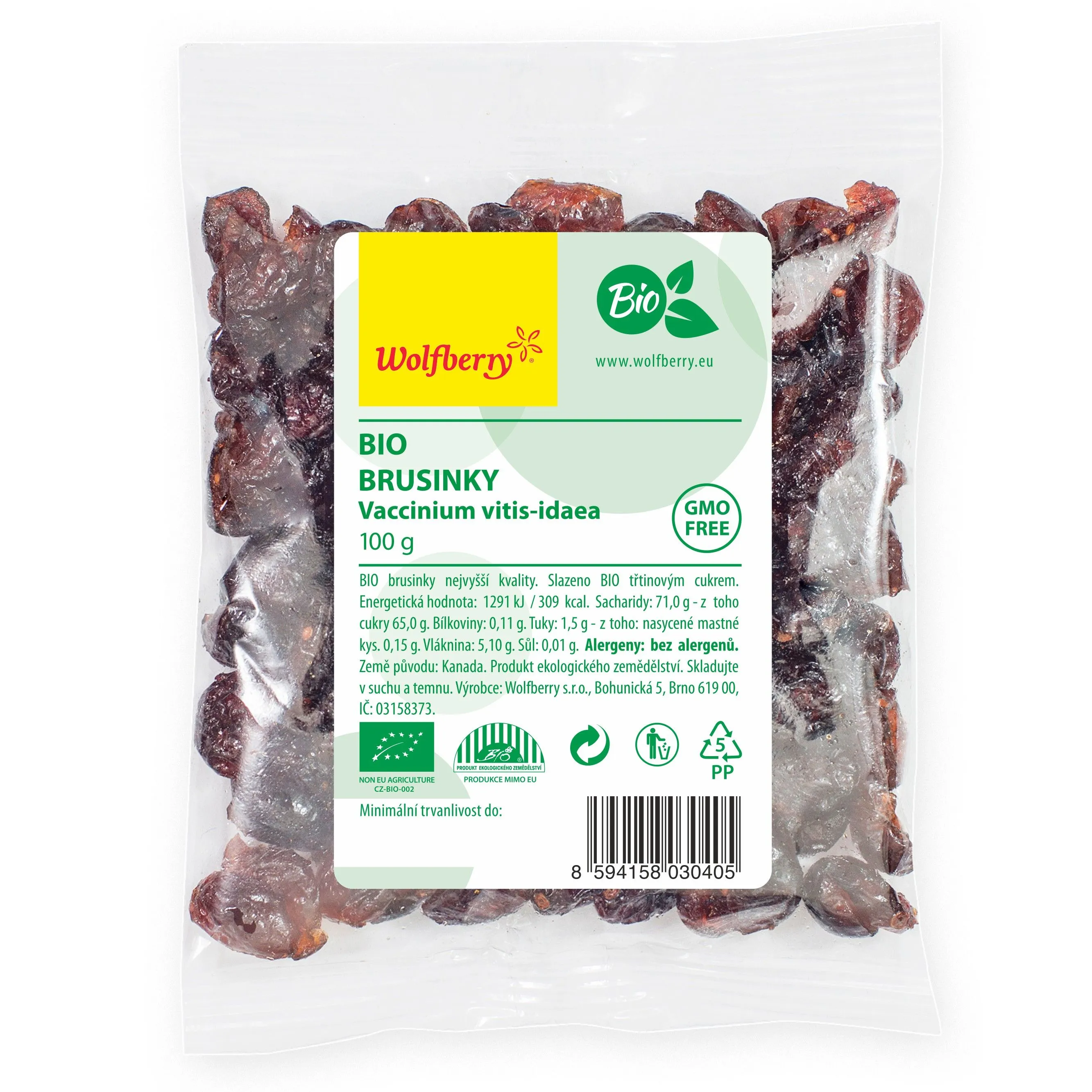 Wolfberry Brusinky (s třtinový cukrem) BIO 100 g