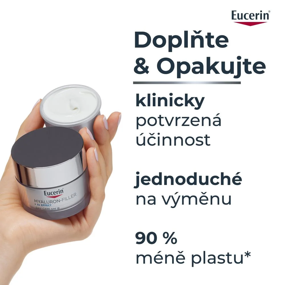 Eucerin Hyaluron-Filler + 3x Effect SPF15 denní krém pro suchou pleť náhradní náplň 50 ml