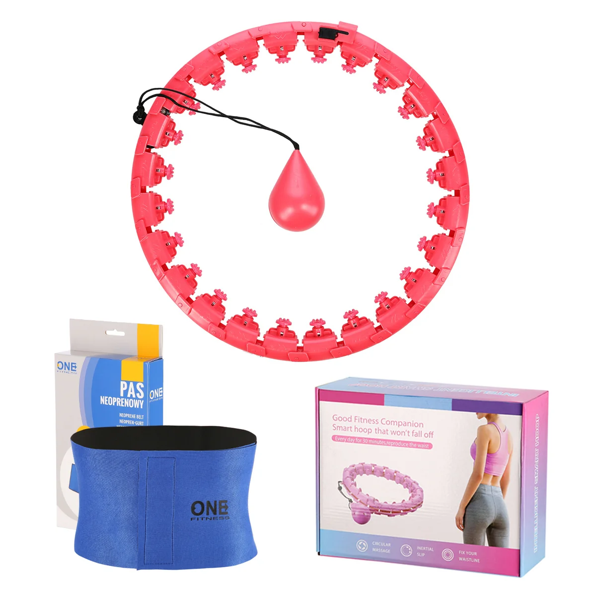 HMS Masážní hula hoop FH01 se závažím červená