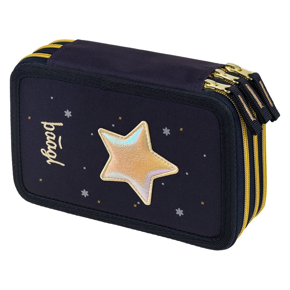 Baagl Školní penál třípatrový Unicorn Gold