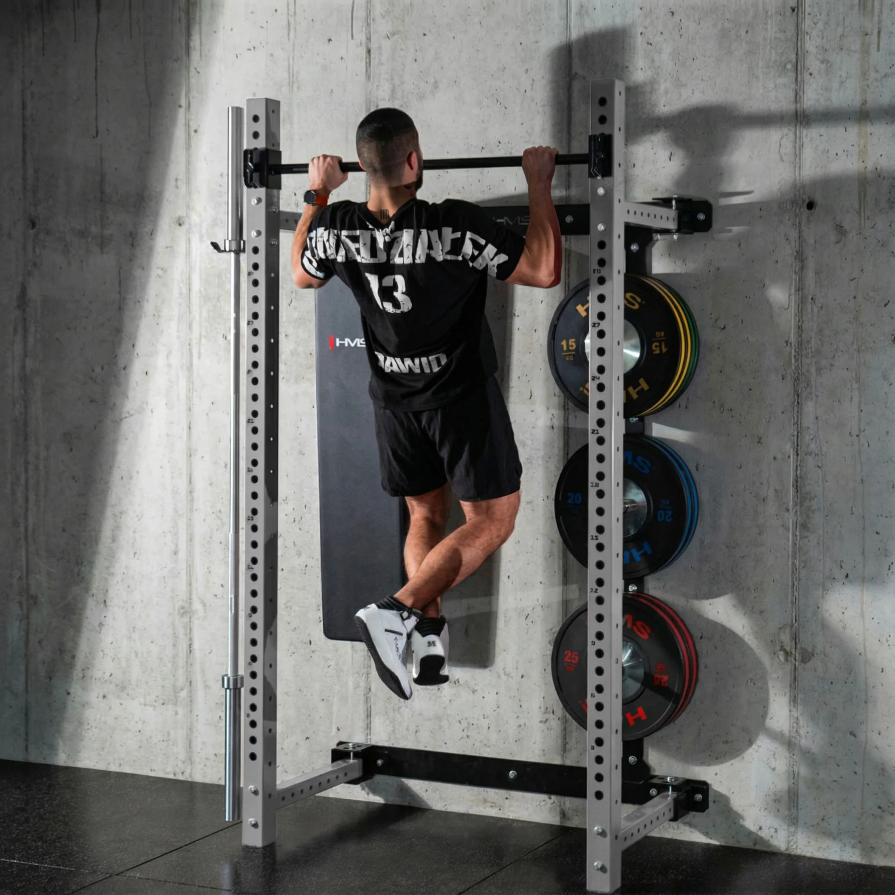HMS Multifunkční skládací posilovací stojan - Power Rack KLT34 šedý