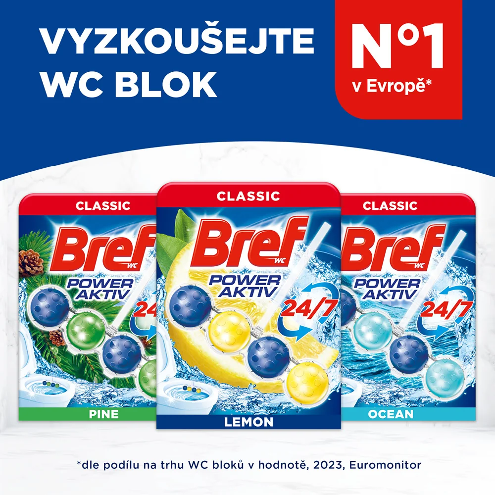 Bref WC blok Power Aktiv Lemon 4x50 g